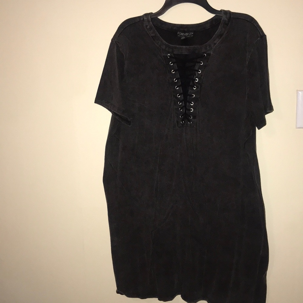 Black bodycon dress w/ laced v neck